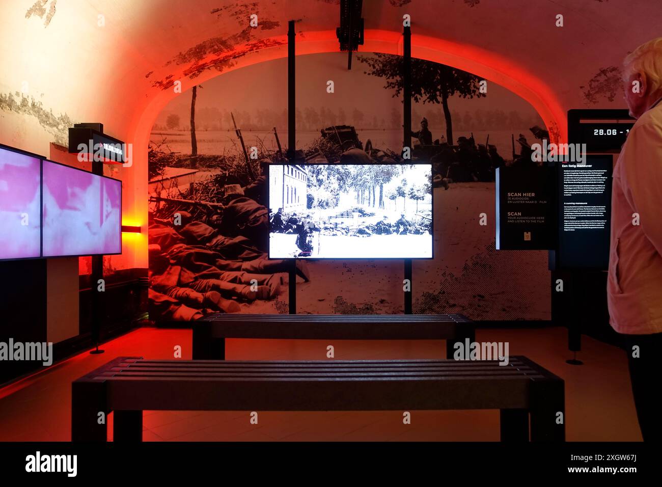 Museum aus dem 1. Weltkrieg in Fort van Liezele, besterhaltene Festung des Festungsgebietes Antwerpen in der Nähe von Puurs-Sint-Amands, Provinz Antwerpen, Belgien Stockfoto