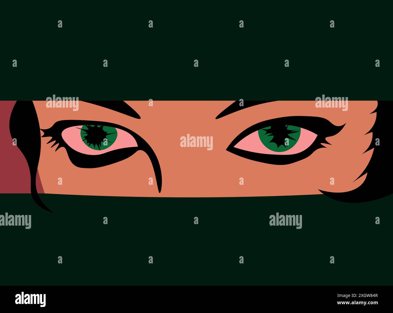 Tears of Green Eyes: Eine digitale flache Illustration Stock Vektor