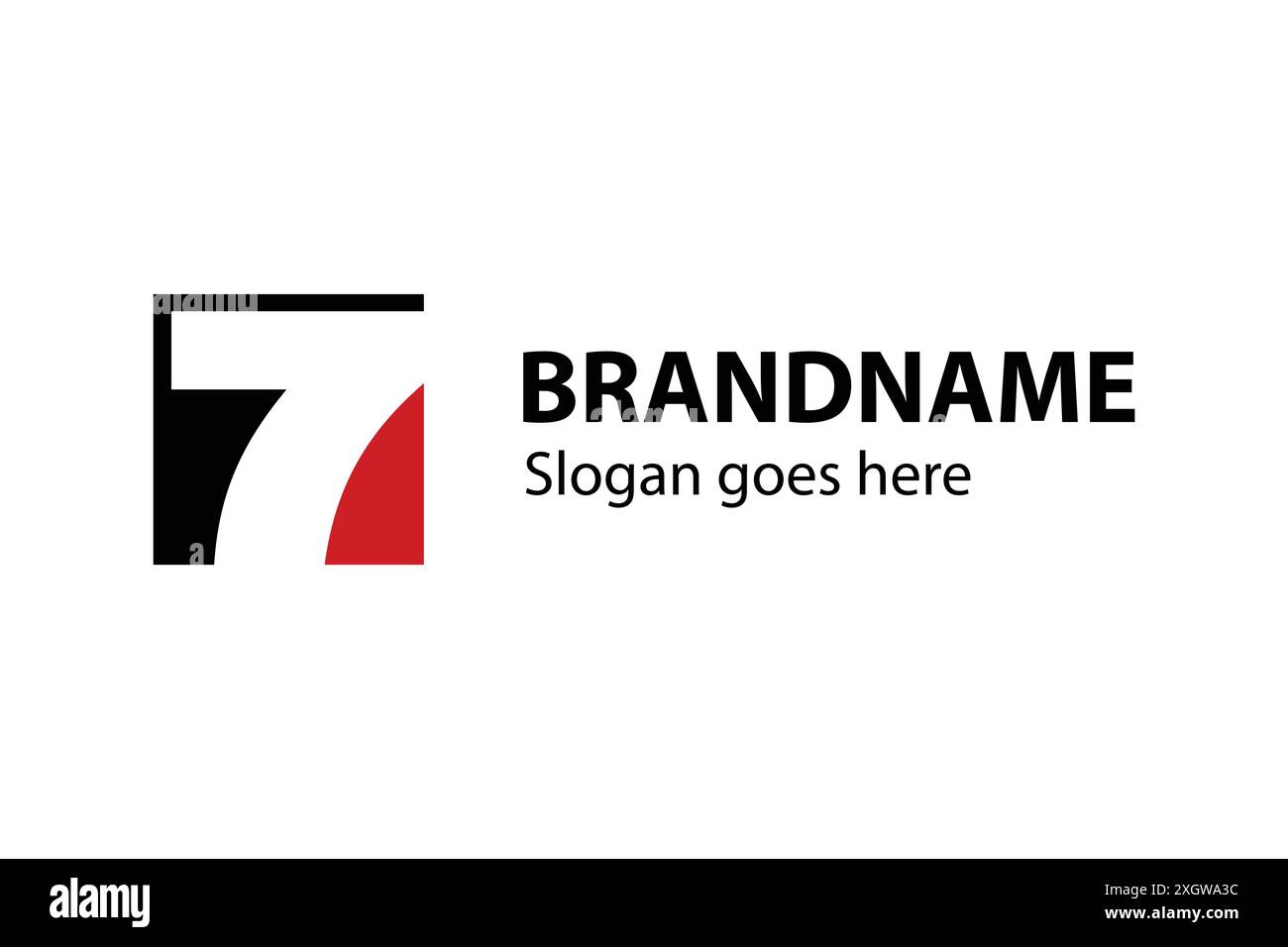 Logo Nr. 7 auf Negativfläche innerhalb der quadratischen Form. Ein einfaches und flaches Design, das sich problemlos auf jedem Medium anbringen lässt. Stock Vektor