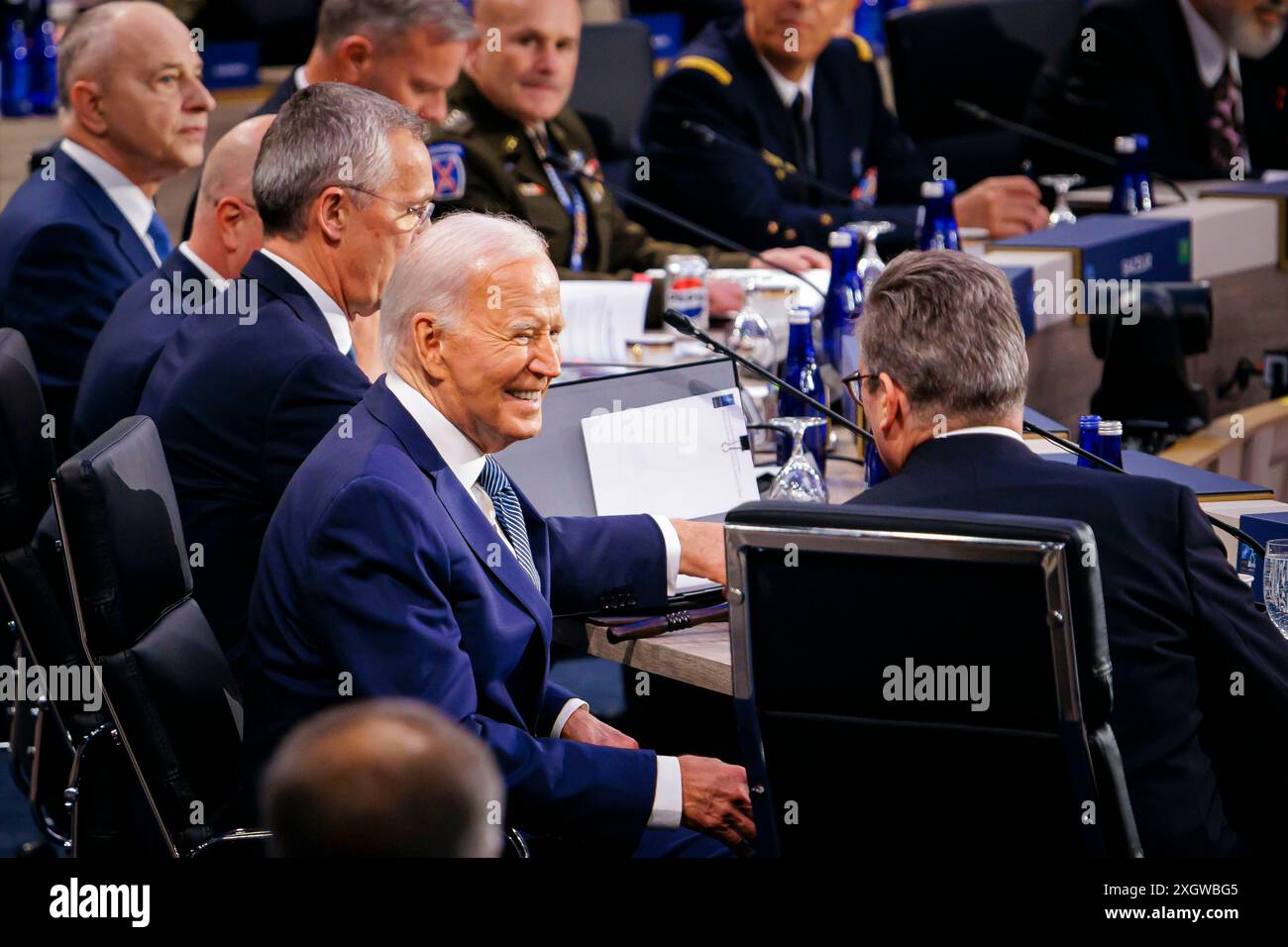 Washington, Vereinigte Staaten. Juli 2024. NATO-Gipfel in Washington. US-Präsident Joe Biden, fotografiert vor Beginn der ersten Arbeitssitzung des Nordatlantikrates. Washington, 10. Juli 2024. Fotografiert im Auftrag des Auswärtigen Amtes Credit: dpa/Alamy Live News Stockfoto