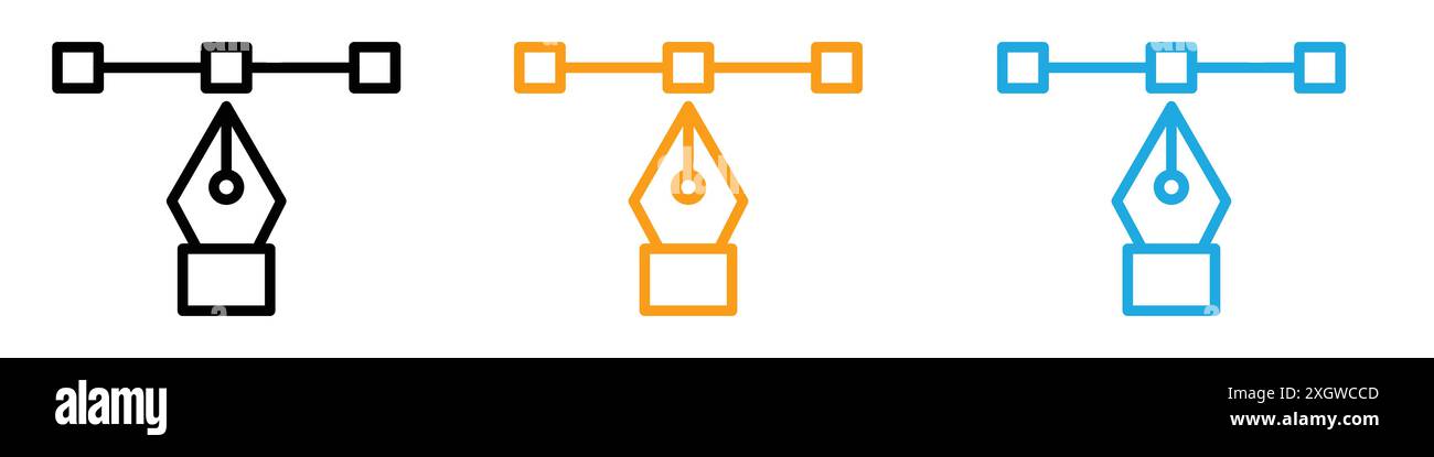 Bezier Icon Logo Zeichen Vektor Umriss in schwarz-weiß Farbe Stock Vektor