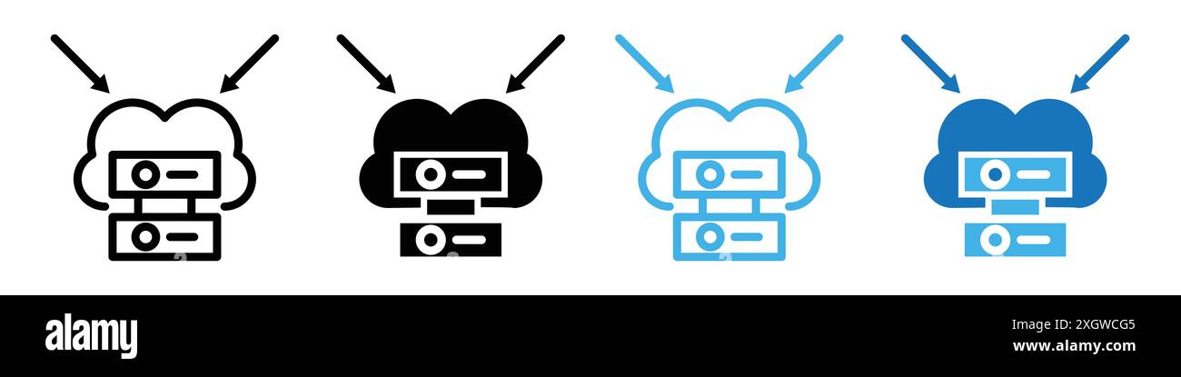 Symbol für Datenaggregation Logo Vektorkontur in Schwarz-weiß Stock Vektor