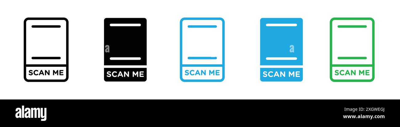 Scan Me Symbol Logozeichen Vektorkontur in Schwarz-weiß Stock Vektor