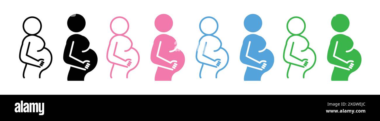 Schwangerschaftskomplikationen Symbol Logo Vektorumrandung in schwarz-weiß Farbe Stock Vektor