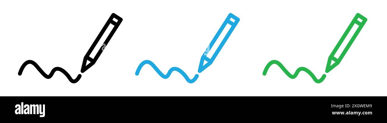 Signature Icon Logo Vektorkontur in Schwarz-weiß Stock Vektor