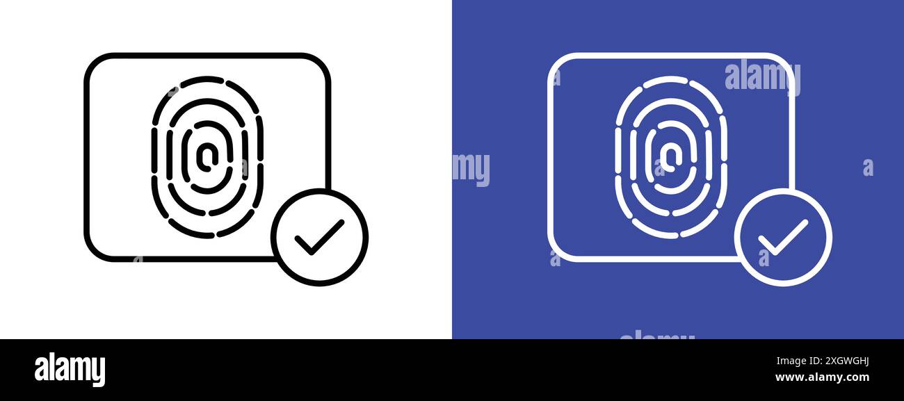 Biometrisches Sicherheitssymbol Logo Vektorumrandung in Schwarz-weiß Stock Vektor