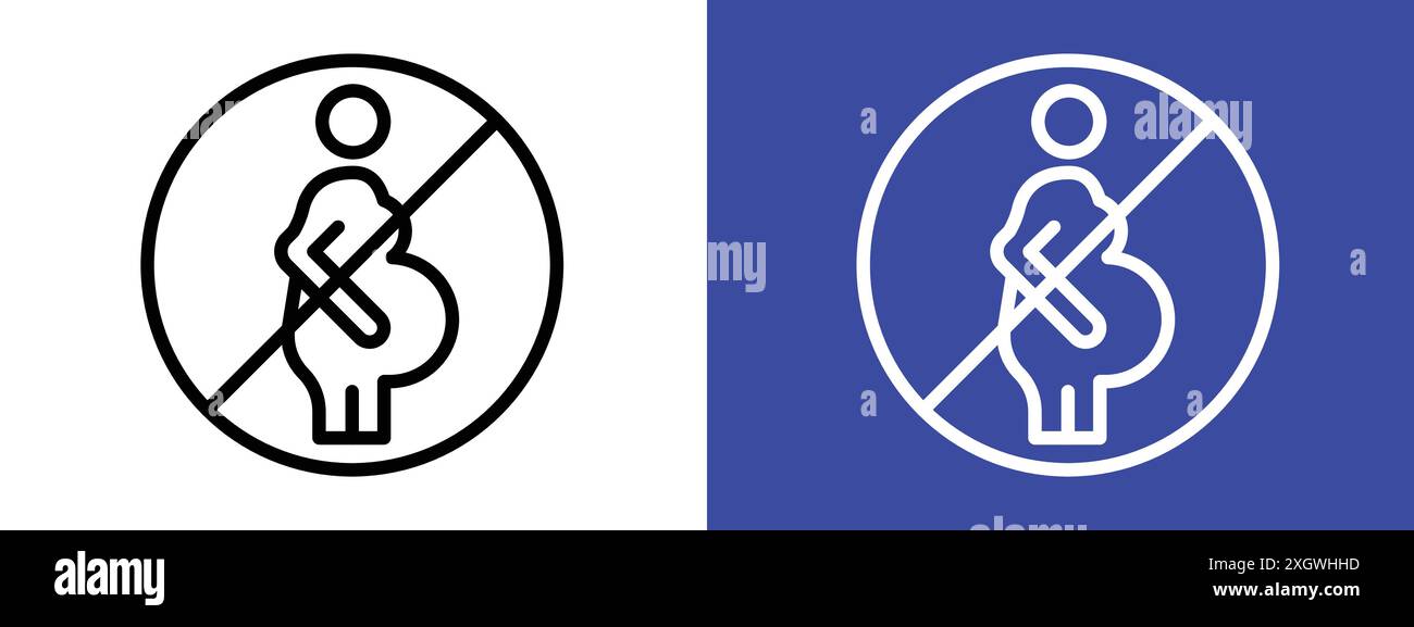 Verbotene schwangere Icon-Logo-Zeichen Vektor-Umrisse in schwarz-weiß Farbe Stock Vektor