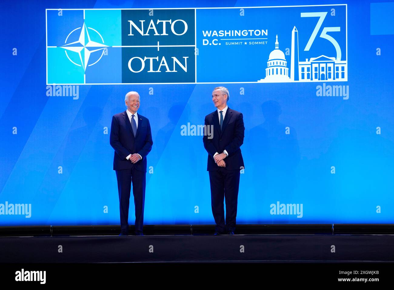 Washington, USA 20240710. Präsident Joe Biden und NATO-Generalsekretär Jens Stoltenberg während des NATO-Gipfels 2024. Foto: Javad Parsa / NTB Stockfoto