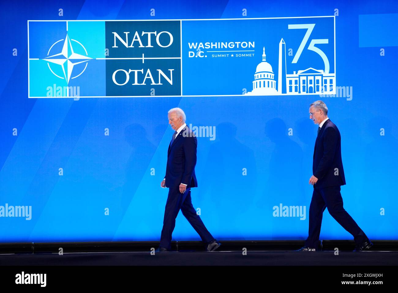 Washington, USA 20240710. Präsident Joe Biden und NATO-Generalsekretär Jens Stoltenberg während des NATO-Gipfels 2024. Foto: Javad Parsa / NTB Stockfoto