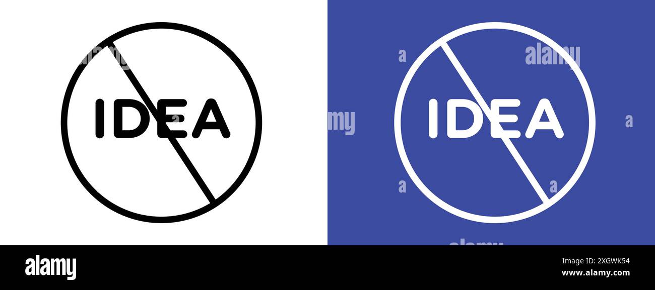 Keine Idee Zeichen Logo Vektorkontur in schwarz-weiß Farbe Stock Vektor