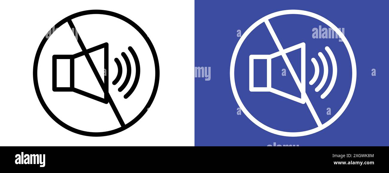 Kein Ton-Zeichen-Logo-Vektorkontur in Schwarz-weiß Stock Vektor