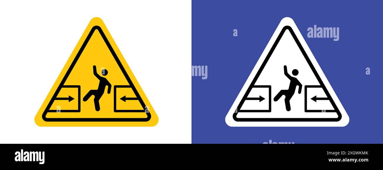 Quetschgefahr Warnschild Logo Vektorumrandung in schwarz-weiß Stock Vektor