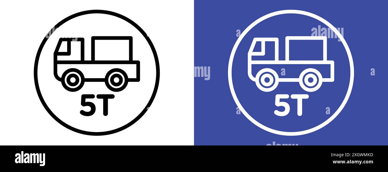 Gewichtsbegrenzung Verkehrszeichen Logo Vektorumrandung in Schwarz-weiß Stock Vektor