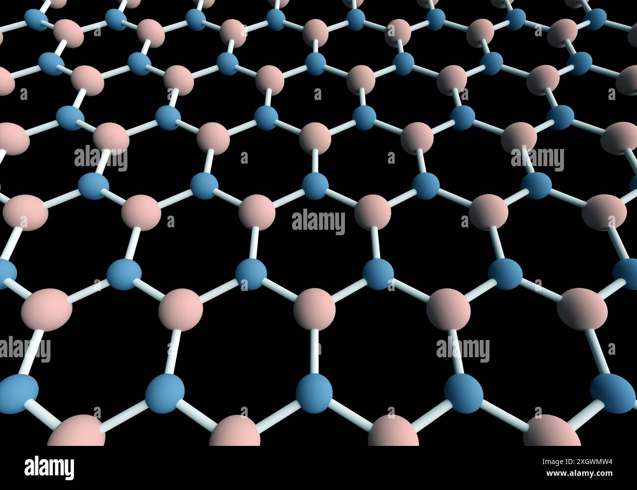 Molekulares Modell der Bornitrid-Folie Stockfoto