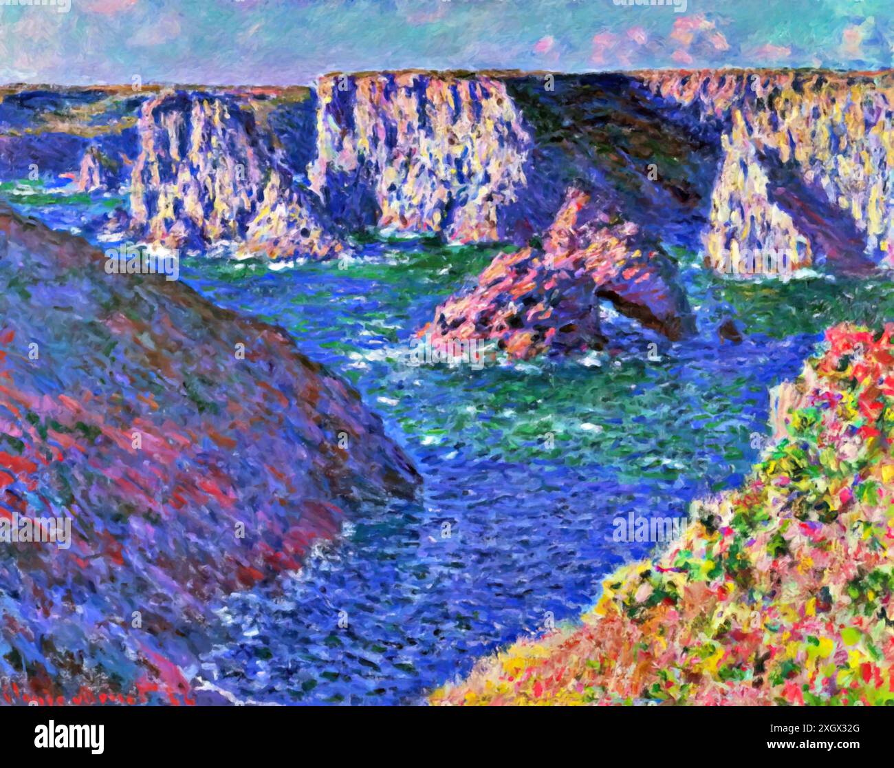 Rocks at Belle-Ile, 1886 (Gemälde) des Künstlers Monet, Claude (1840–1926) Französisch. Stock Vektor