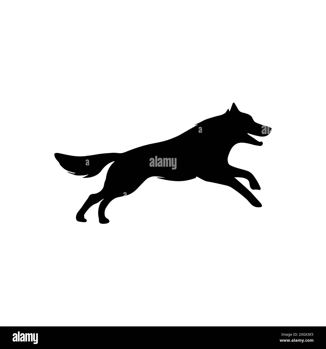 Run Dog Silhouette Jump Vektor-Logo-Symbol. Sport Hund Hund schnell Profil Zeichen Silhouette Hintergrund. Stock Vektor