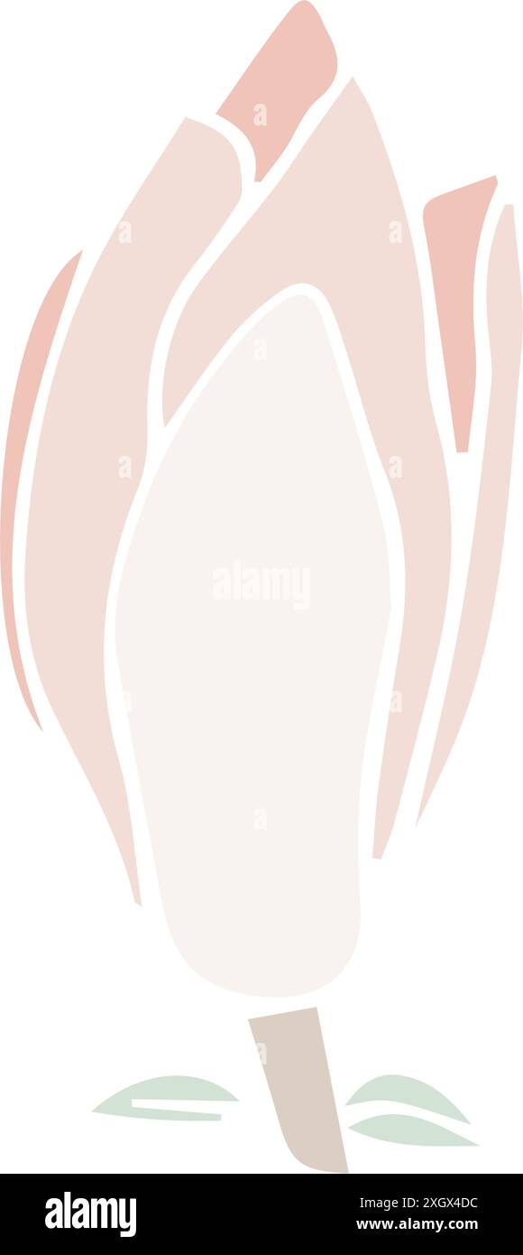 Vektor-Magnolienblume Silhouette, Illustration in weicher Pastellfarbe. Isoliertes Blumenelement. Blütenknospen in verschiedenen Formen für Hochzeitsdesign Stock Vektor