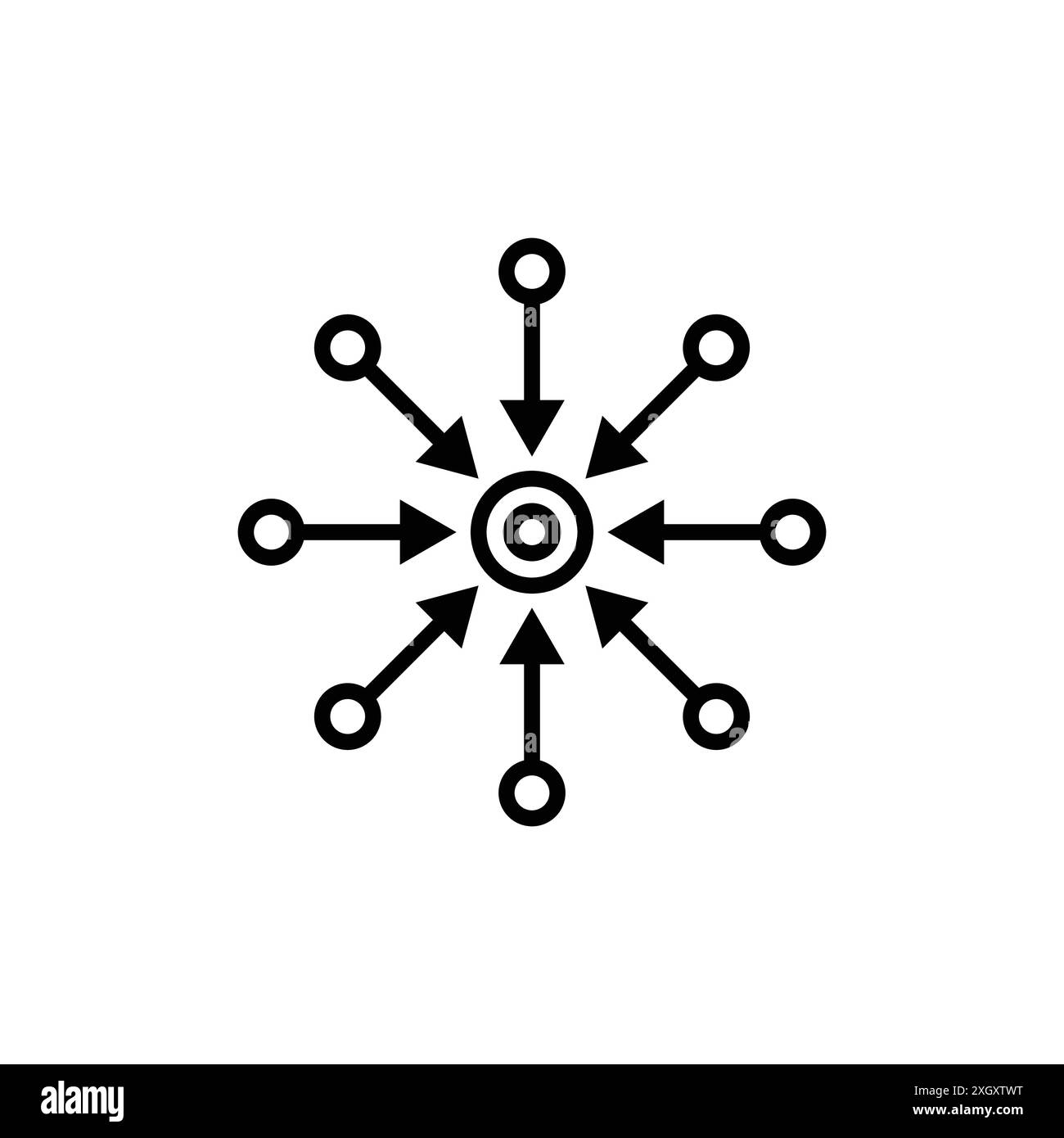 Zentralisiertes Symbol Logo Vektorkontur in Schwarz-weiß Stock Vektor