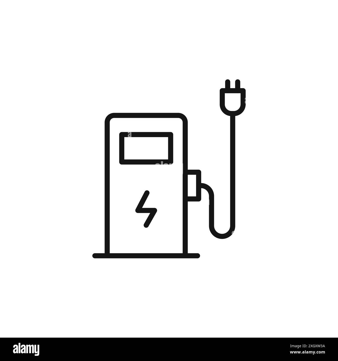 Symbol der Ladestation Logozeichen Vektorumrandung in Schwarz-weiß Stock Vektor