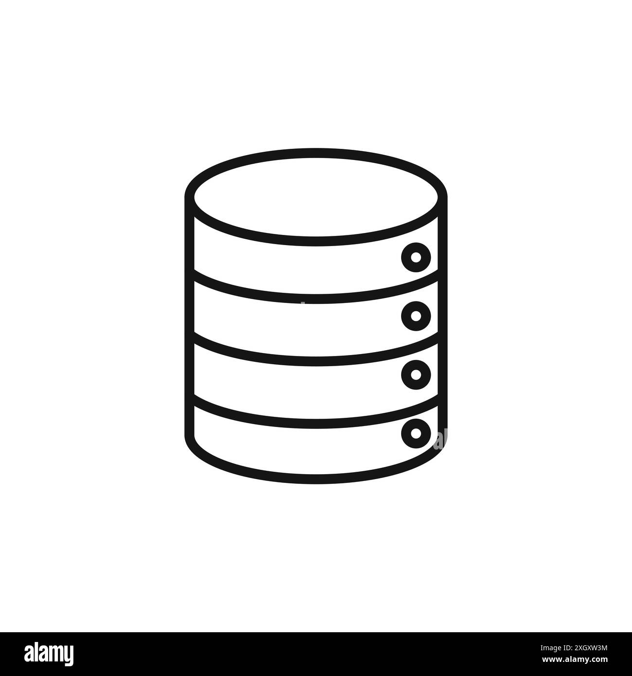 Datenbanksymbol Logo Vektorkontur in Schwarz-weiß Stock Vektor