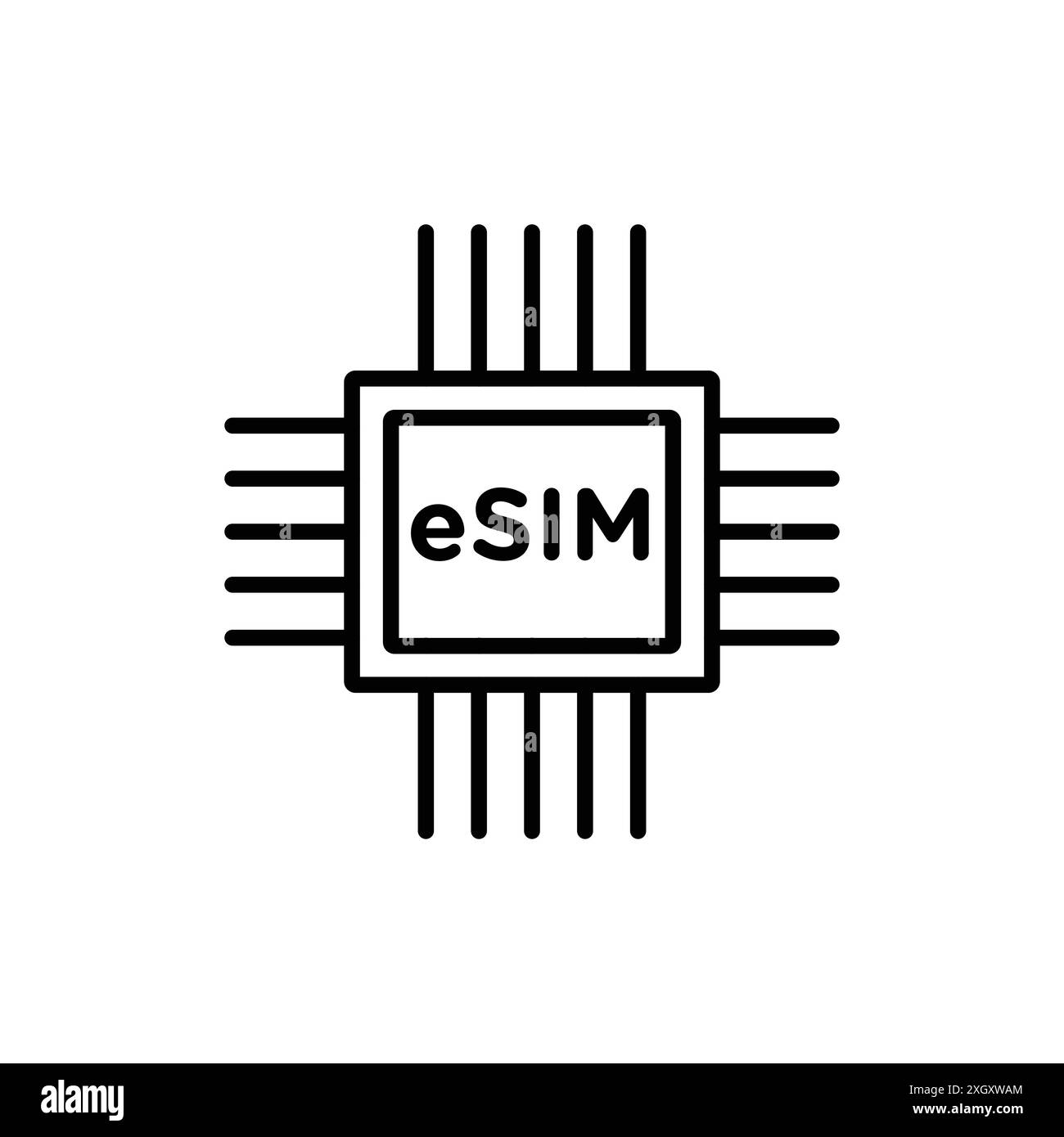 ESIM-Symbol-Logo-Vektorkontur in Schwarz-weiß Stock Vektor