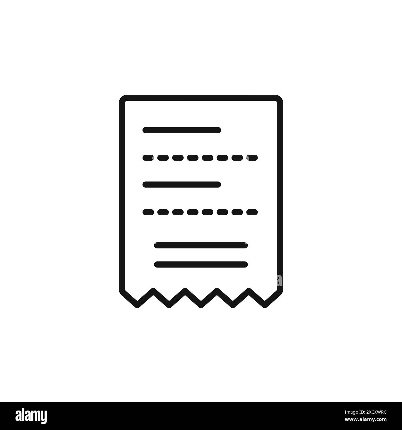 Vektorkontur des Belegsymbols in Schwarz-weiß Stock Vektor