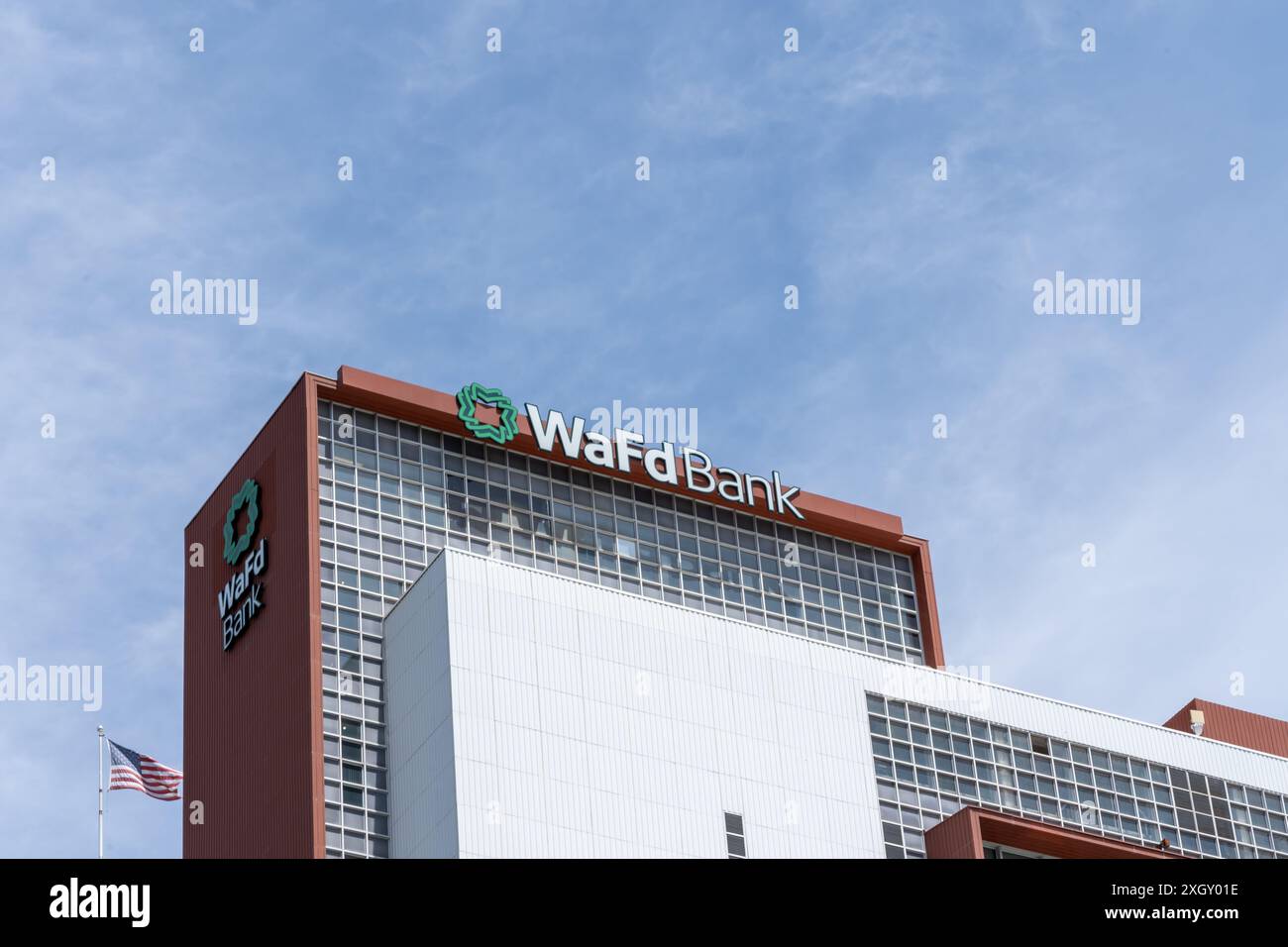 Wafd Bank Schild am Washington Federal Building in Salt Lake City, Utah, USA Stockfoto