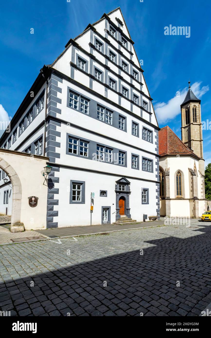 Primus Truber Hof (1508-1586) in Rothenburg ob der Tauber; Bayern. Es ist berühmt für seine gut erhaltene mittelalterliche Altstadt. Stockfoto