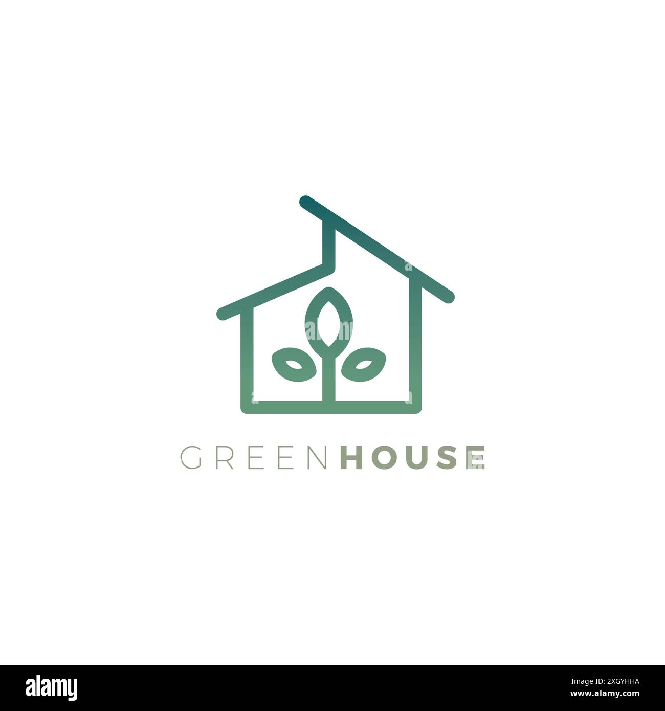 Green House Logo-Design. Startseite Pflanzenvektor Stock Vektor