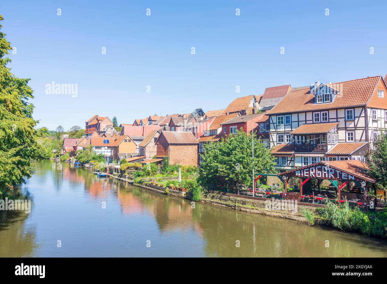 fluss Werra, Bezirk Allendorf Bad Sooden-Allendorf Nordhessen Hessen, Hessen Deutschland Stockfoto