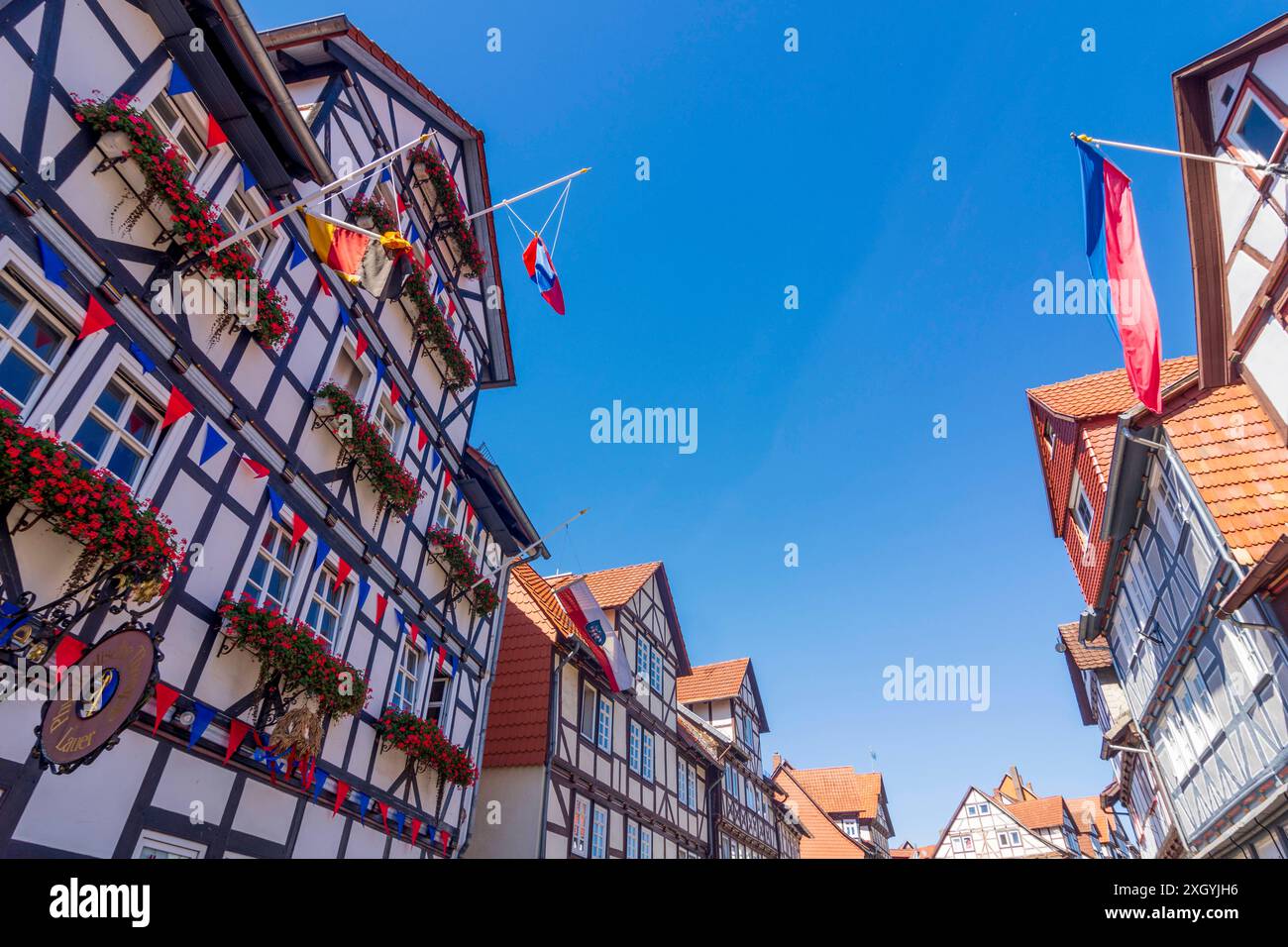 Altstadt, Fachwerkhäuser in Allendorf Bad Sooden-Allendorf Nordhessen Hessen, Hessen Deutschland Stockfoto