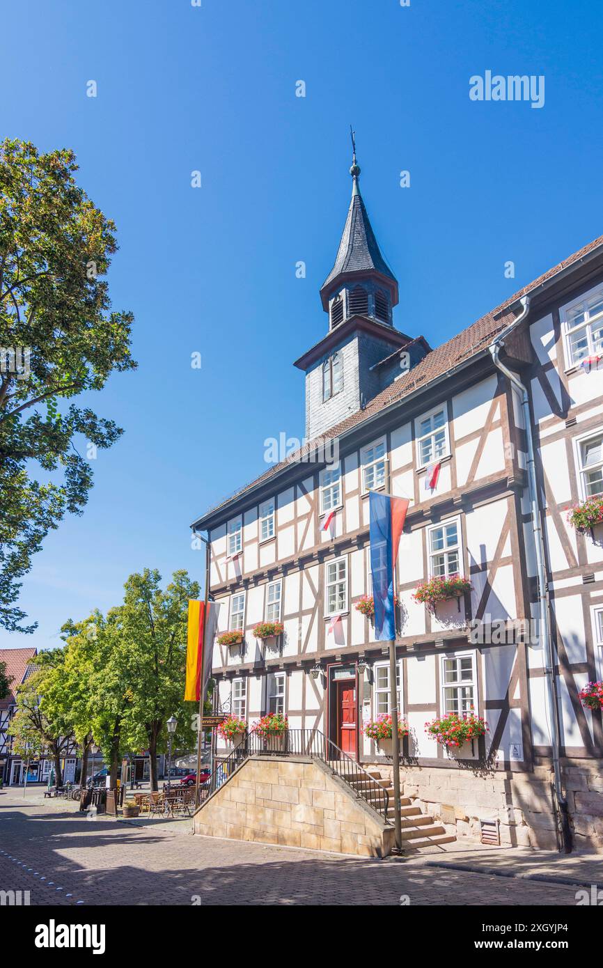 Altstadt, Fachwerkhäuser, Rathaus, Marktplatz, in Allendorf Bad Sooden-Allendorf Nordhessen Hessen, Hessen Deutschland Stockfoto
