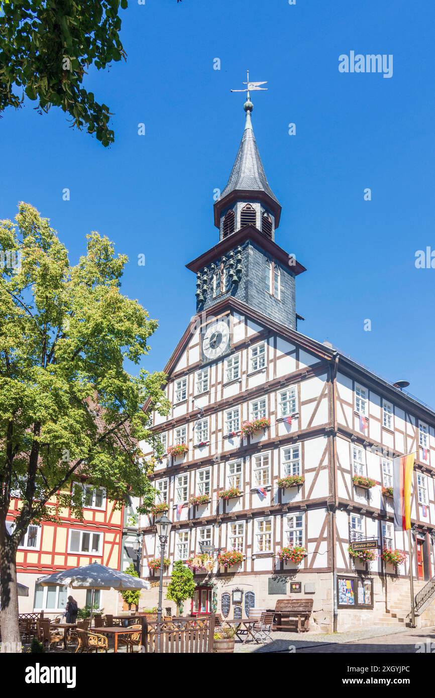 Altstadt, Fachwerkhäuser, Rathaus, Marktplatz, in Allendorf Bad Sooden-Allendorf Nordhessen Hessen, Hessen Deutschland Stockfoto