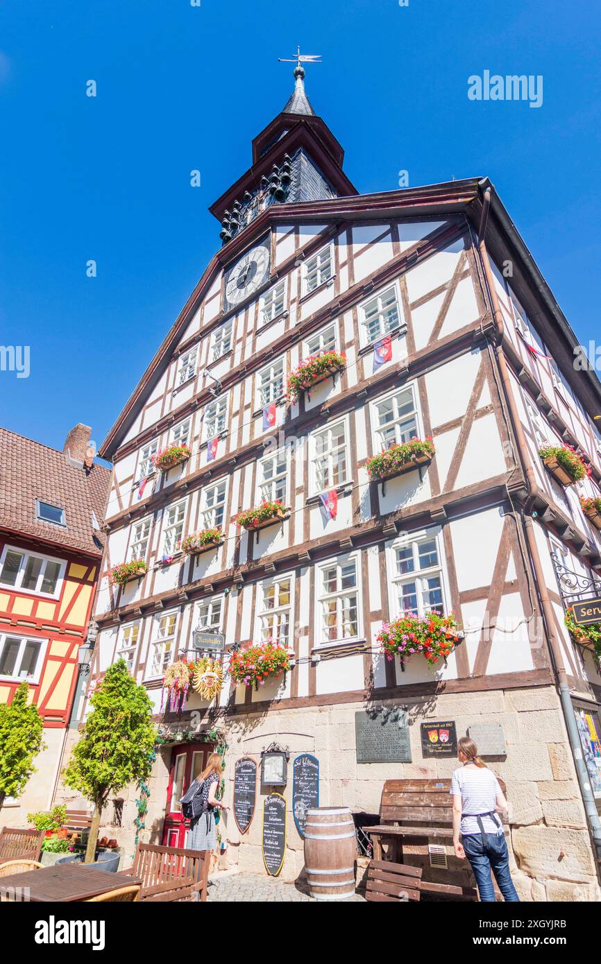 Altstadt, Fachwerkhäuser, Rathaus, Marktplatz, in Allendorf Bad Sooden-Allendorf Nordhessen Hessen, Hessen Deutschland Stockfoto