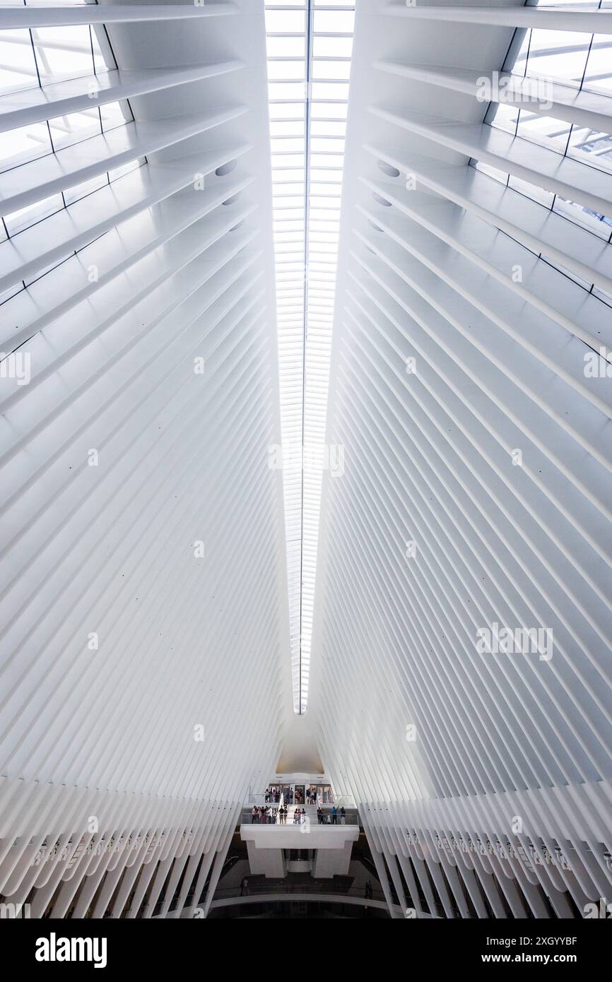 Innendecke der Station World Trade Center PATH Stockfoto