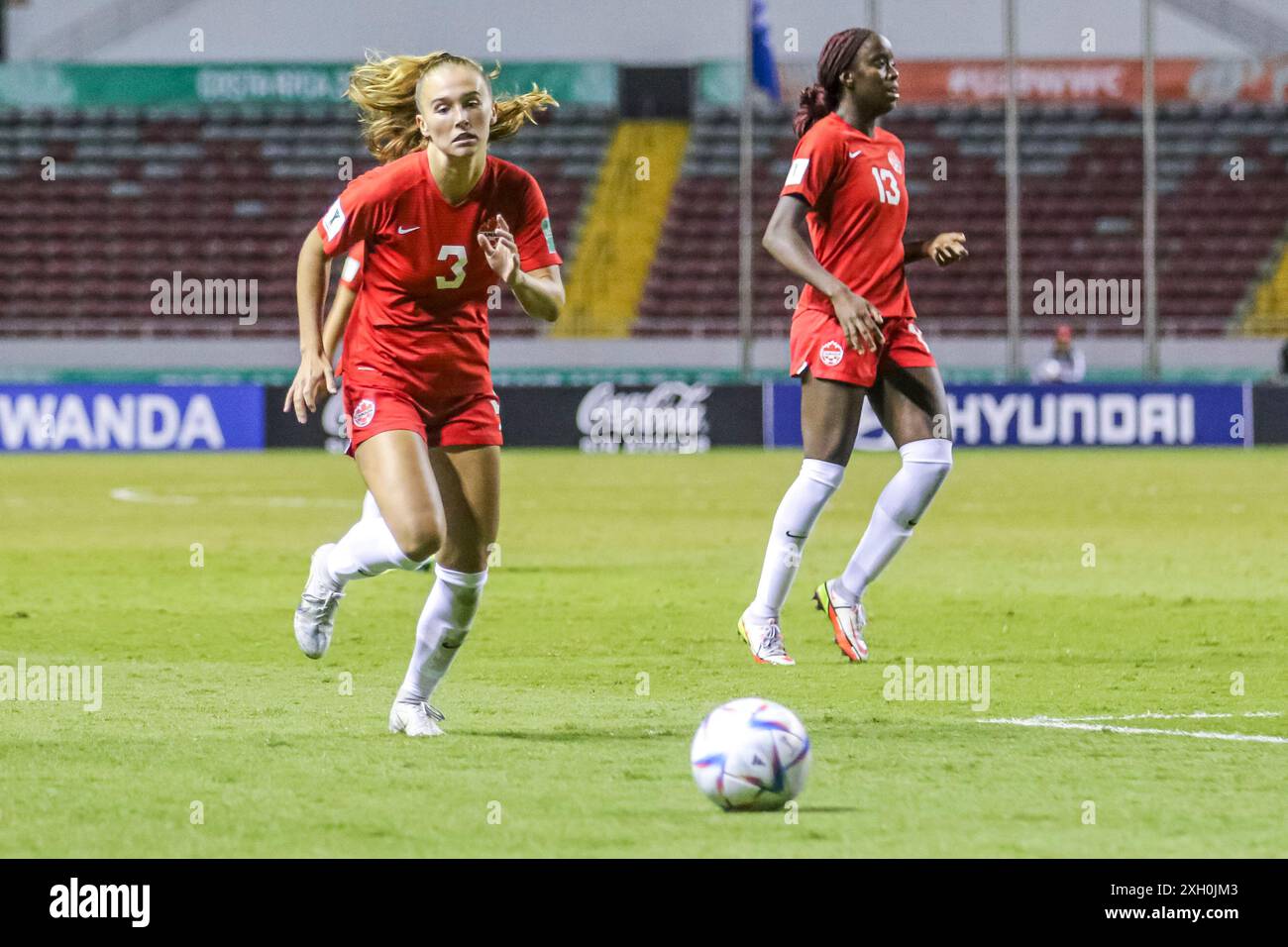 Mia Pante aus Kanada beim Spiel Frankreich gegen Kanada am 14. August 2022 bei der FIFA U-20-Frauen-Weltmeisterschaft Costa Rica. (Foto: Martín Fonseca) Stockfoto