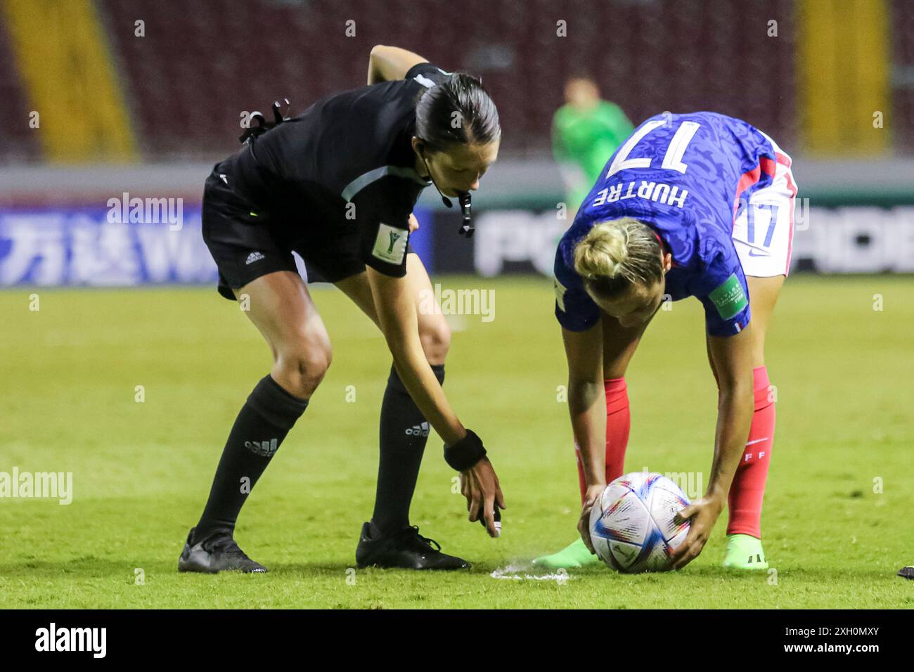 Oceane Hurtre von Frankreich beim Spiel Frankreich gegen Kanada am 14. August 2022 bei der FIFA U-20-Frauen-Weltmeisterschaft Costa Rica. (Foto: Martín Fonseca) Stockfoto