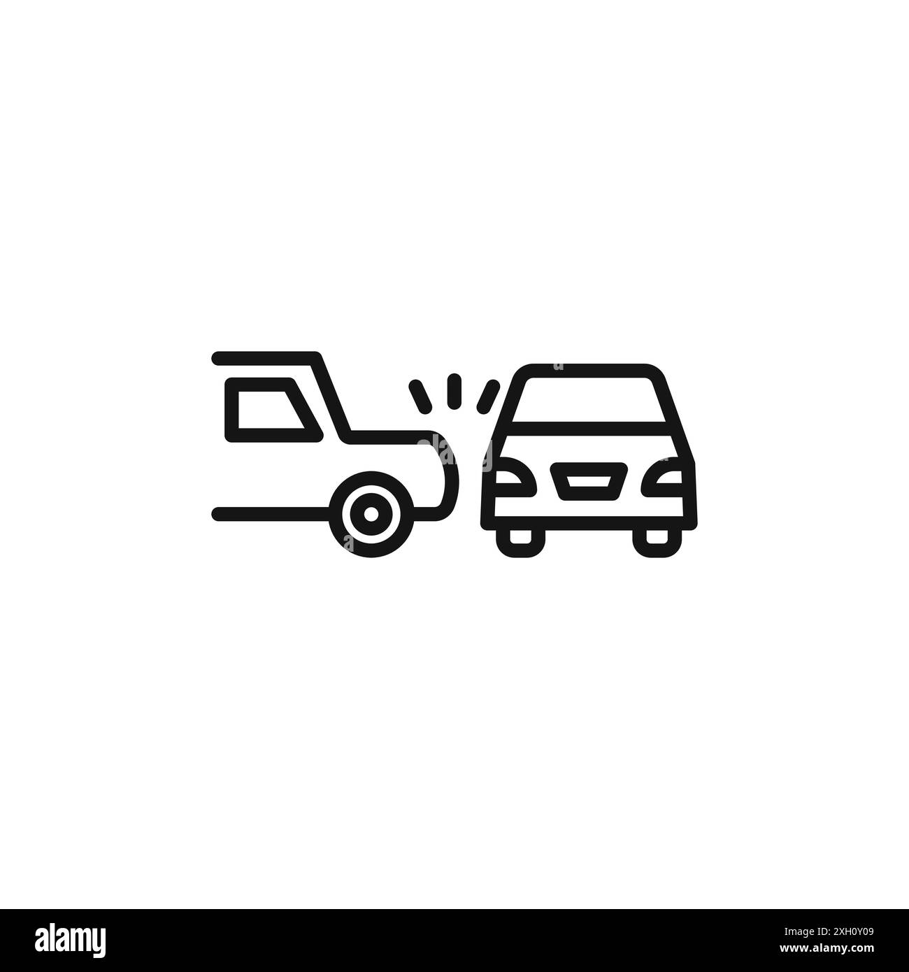 Auto Side Crash Symbol Logo Vektorumriss in schwarz-weiß Farbe Stock Vektor