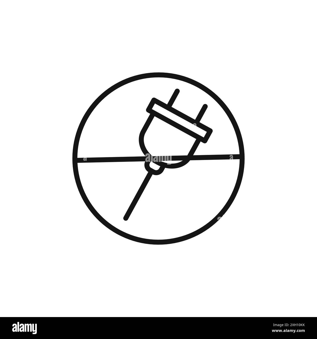 Schließen Sie das Verbindungssymbol nicht an, Logo-Vektorumrisse in Schwarz-weiß Stock Vektor