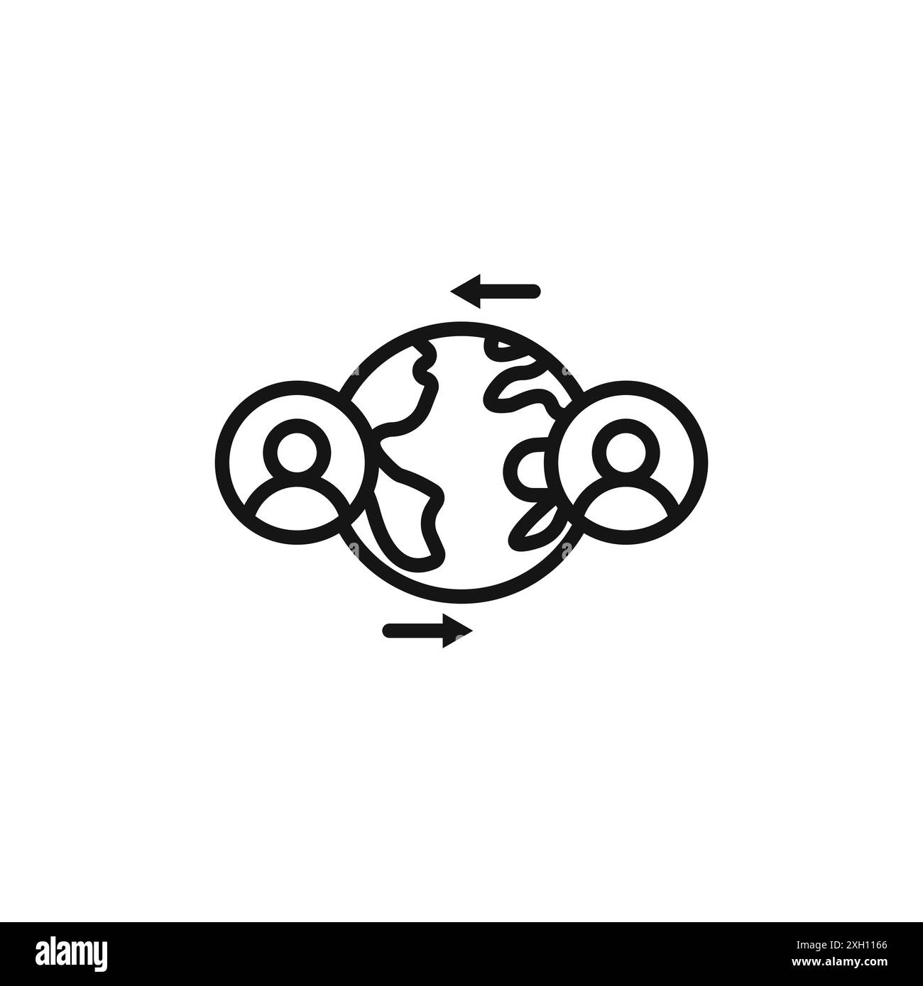 Globalisierungssymbol Logozeichen Vektorkontur in Schwarz-weiß Stock Vektor