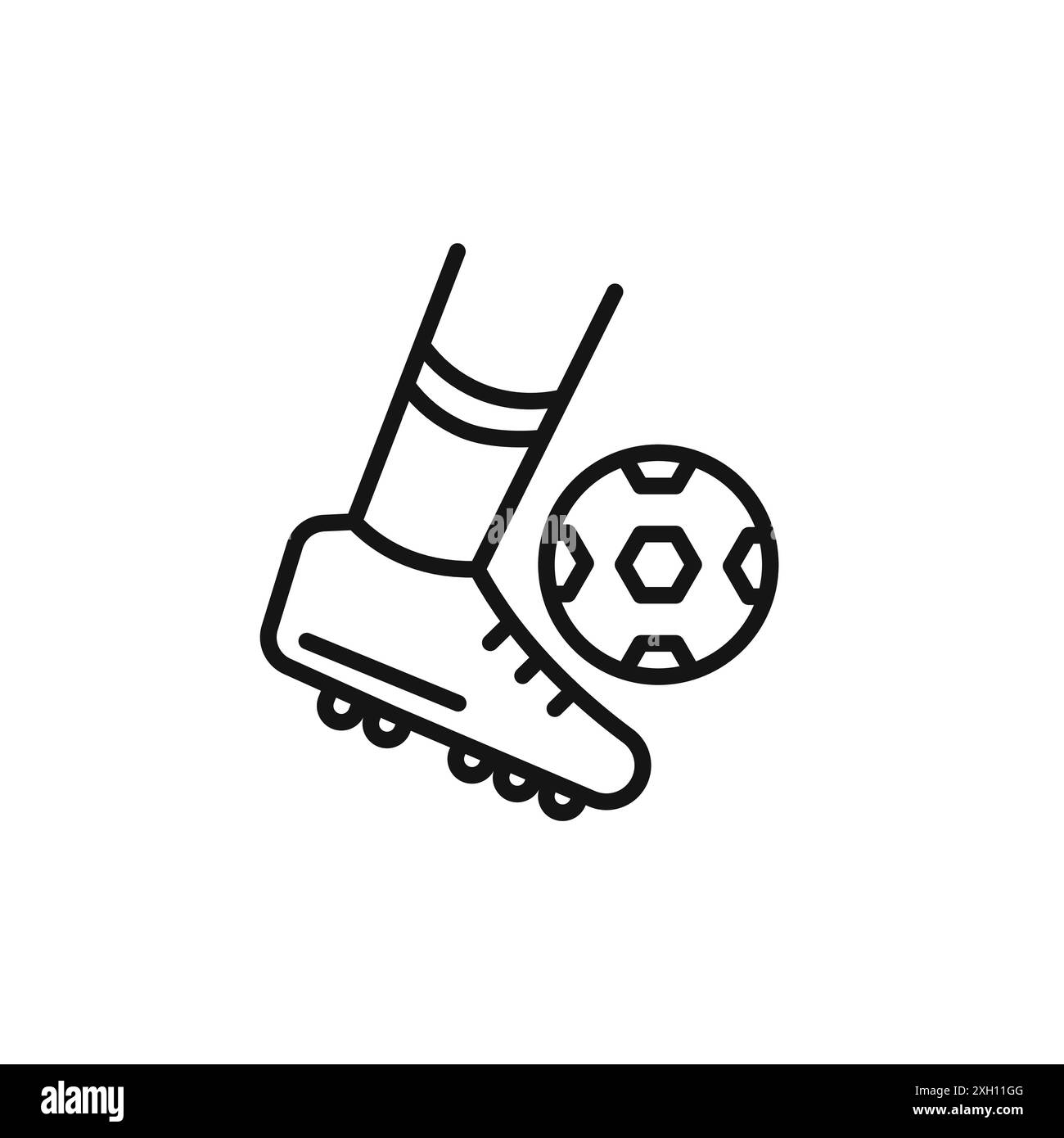 Vektorumriss des Football Kick Icon-Logos in Schwarz-weiß Stock Vektor