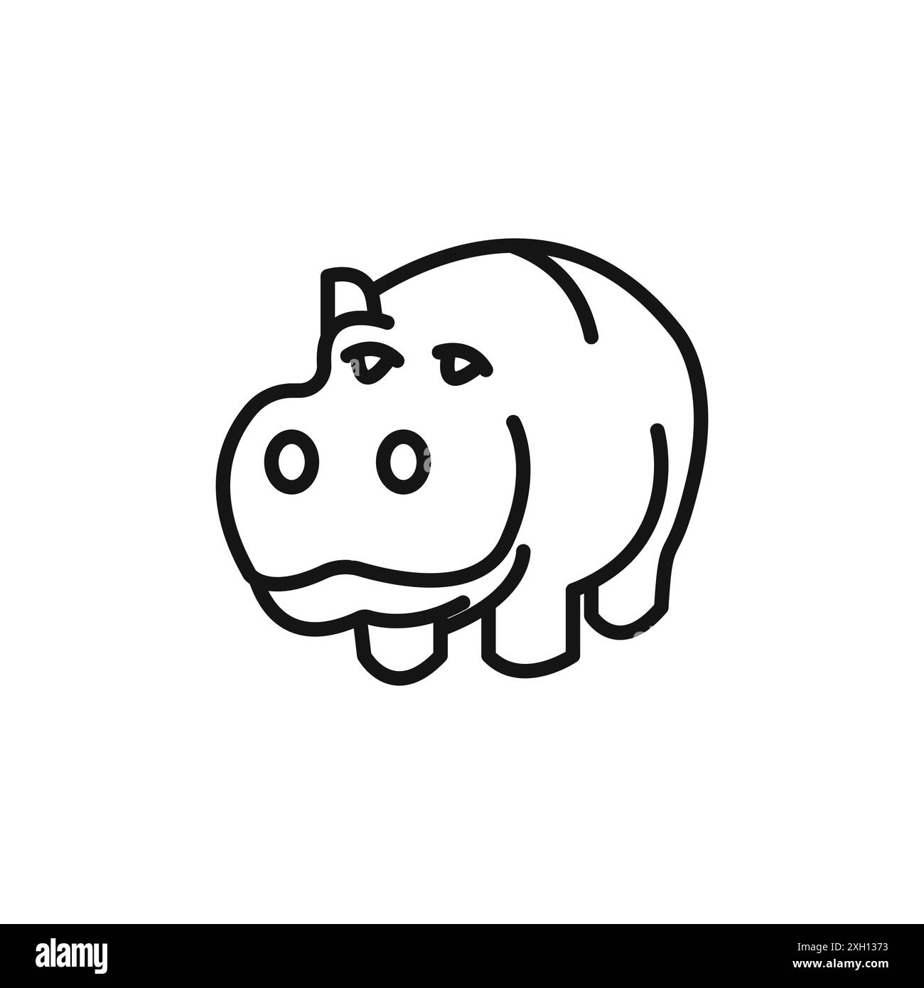 Nilpferd oder Nilpferd Symbol Logo Vektorumrandung in schwarz-weiß Farbe Stock Vektor