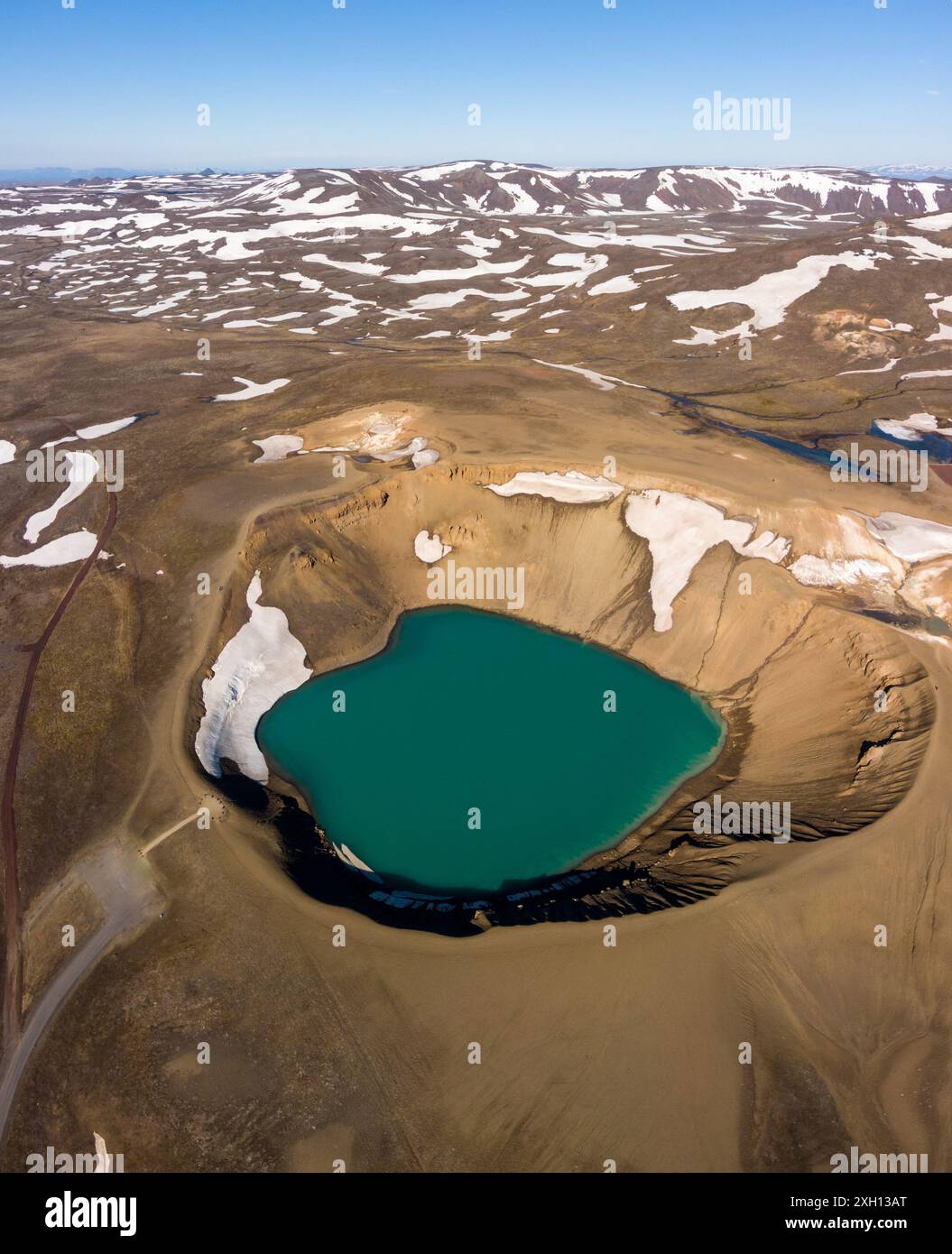 Crafla-Krater in Island. Luftaufnahme Stockfoto