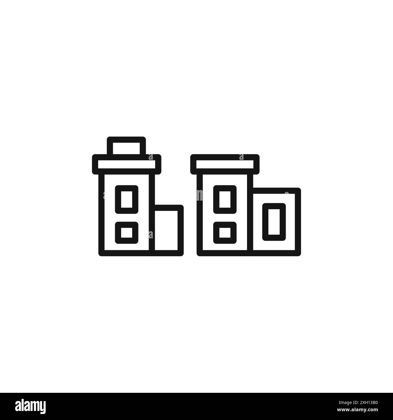 Modernes Haus Gebäude Icon Logo Vektorumriss in schwarz-weiß Farbe Stock Vektor