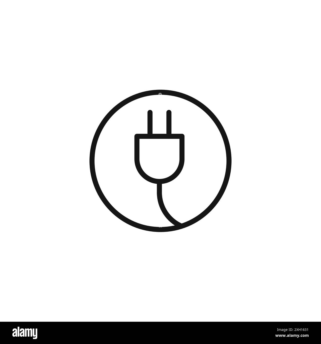 Plug-Symbol-Logo-Vektorkontur in Schwarz-weiß Stock Vektor