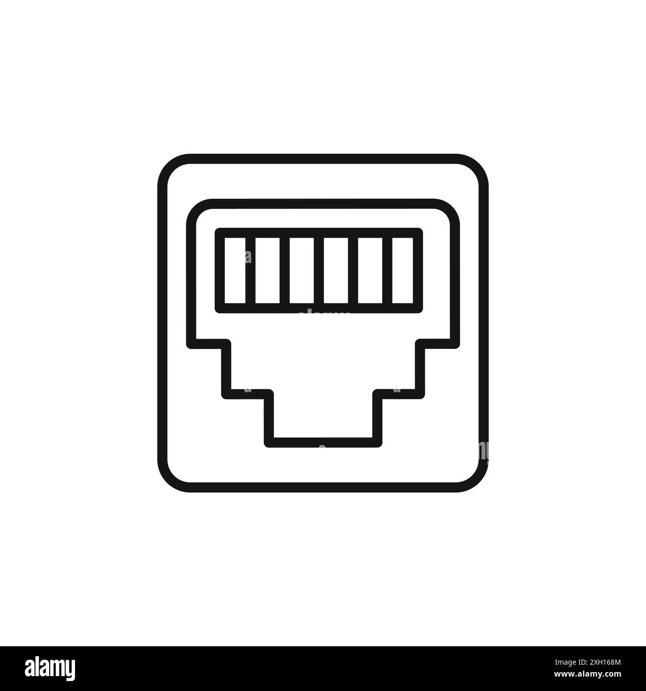 RJ45-Kabelanschluss Symbol Logo Vektorkontur in Schwarz-weiß Stock Vektor
