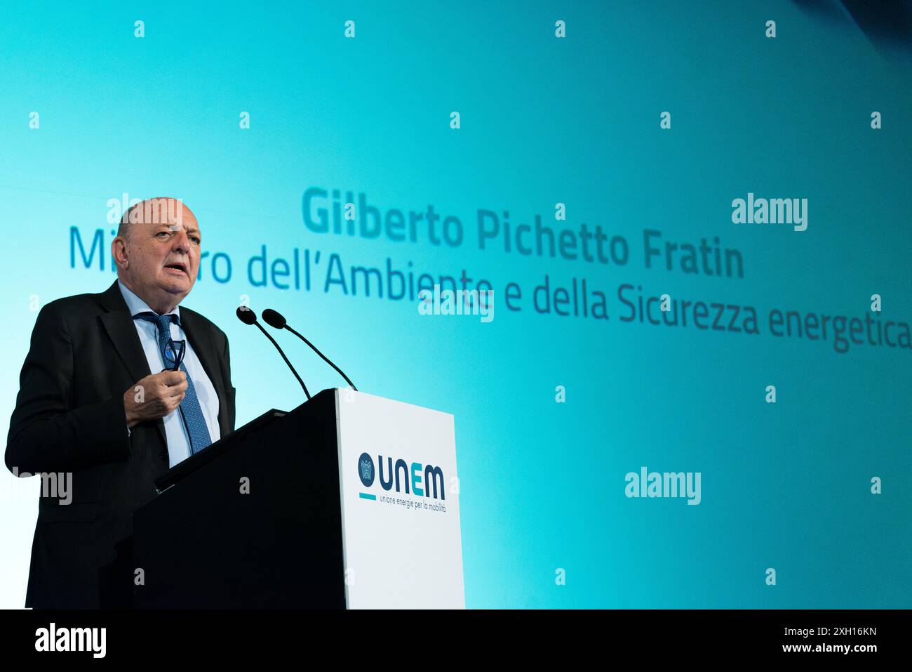 Rom, Italien. Im Foto Gilberto Pichetto Fratin (Minister für Umwelt und Energiesicherheit). NUR REDAKTIONELLE VERWENDUNG! NICHT FÜR KOMMERZIELLE ZWECKE! Stockfoto