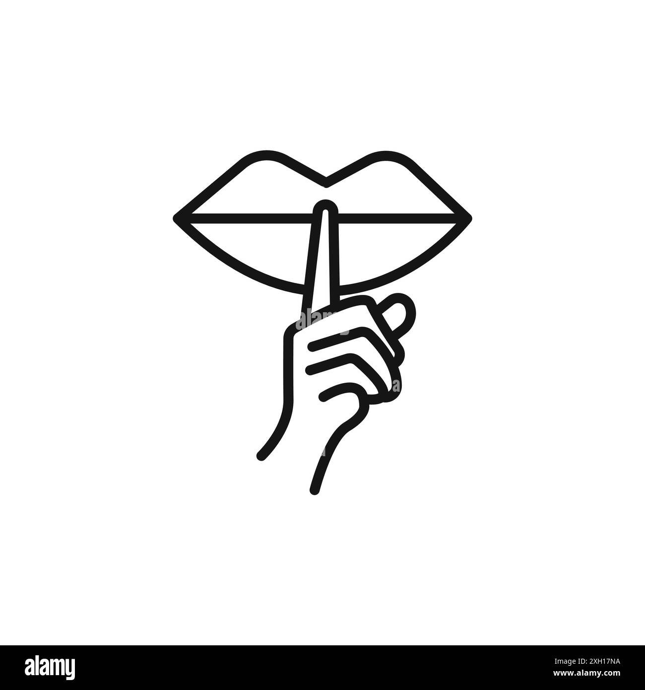 Bitte machen Sie ziemlich pssst Symbol Logo Vektor Kontur in schwarz-weiß Farbe Stock Vektor