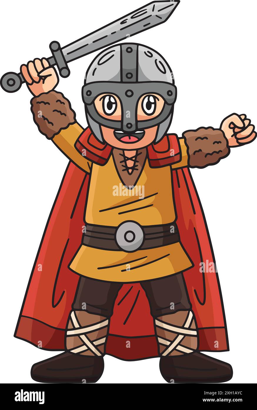 Wikinger Caton Wikinger Raising Sword Cartoon Coloured Clipart Stock-Vektorgrafik - Alamy