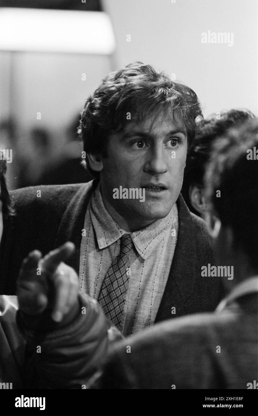 Gérard Depardieu am Set des Films Une femme ou deux, Regie führte Daniel Vigne 1985 Stockfoto